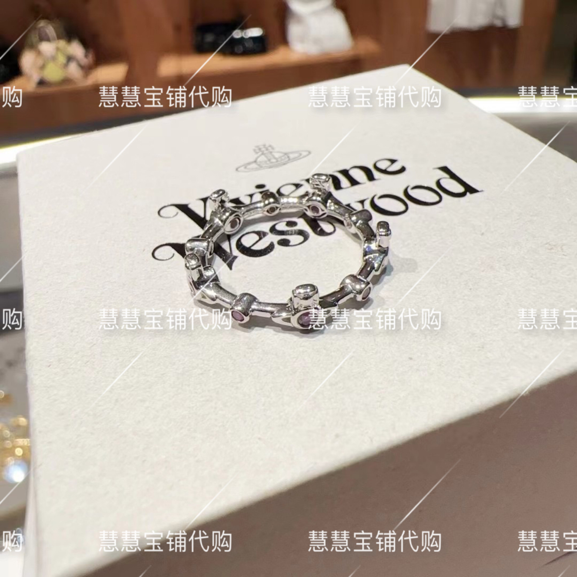 代购正品VivienneWestwood西太后小土星连环细圈925纯银戒指