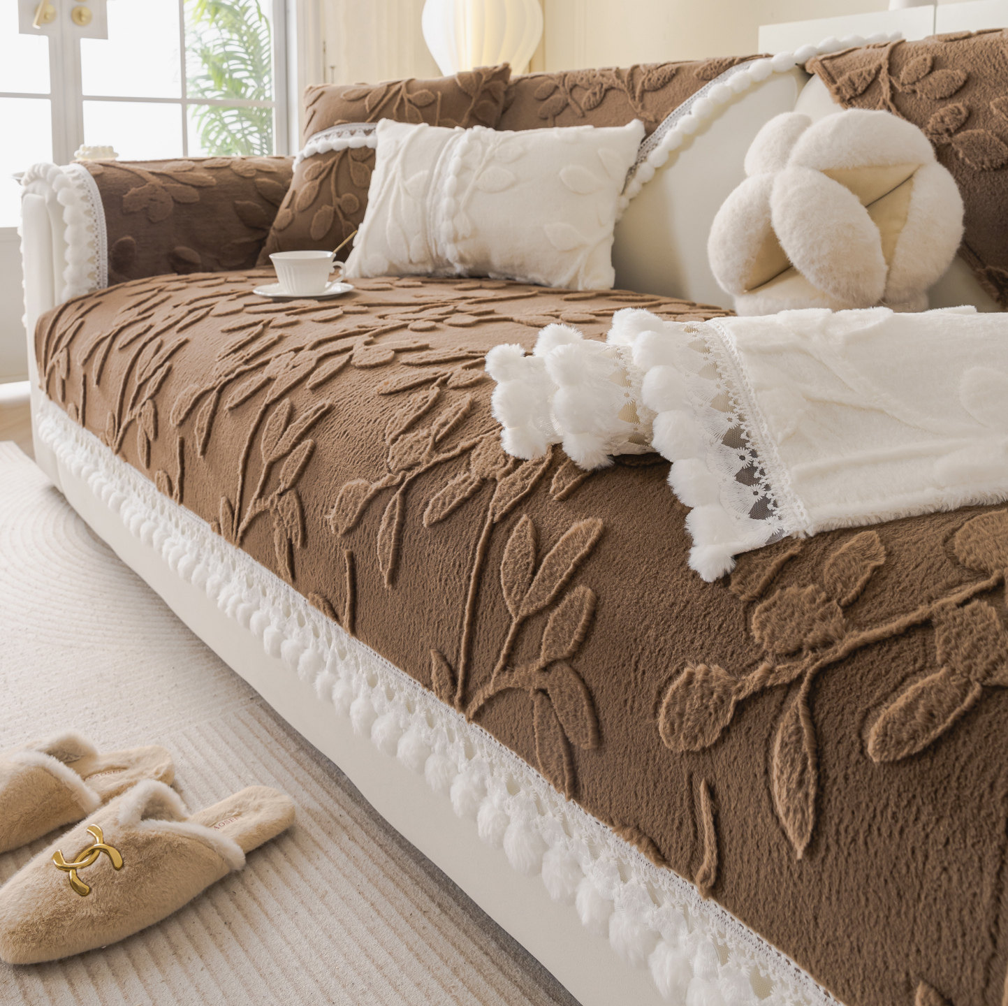 加厚雕花兔毛绒沙发垫秋冬款冬季坐垫子防滑沙发套罩2026新款盖布,居家布艺,沙发垫,淘宝优惠券,粉丝福利购,淘宝优惠卷