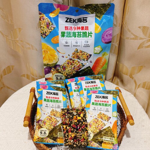 ZEK海苔果蔬海苔脆片袋装高膳食纤维非油炸酥脆解馋追剧寝室零食