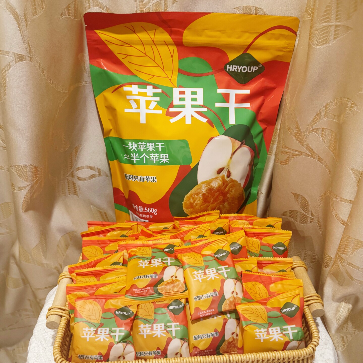 会员超市代购HRYOUP苹果干560g独立小包可泡水红富士水果干解馋