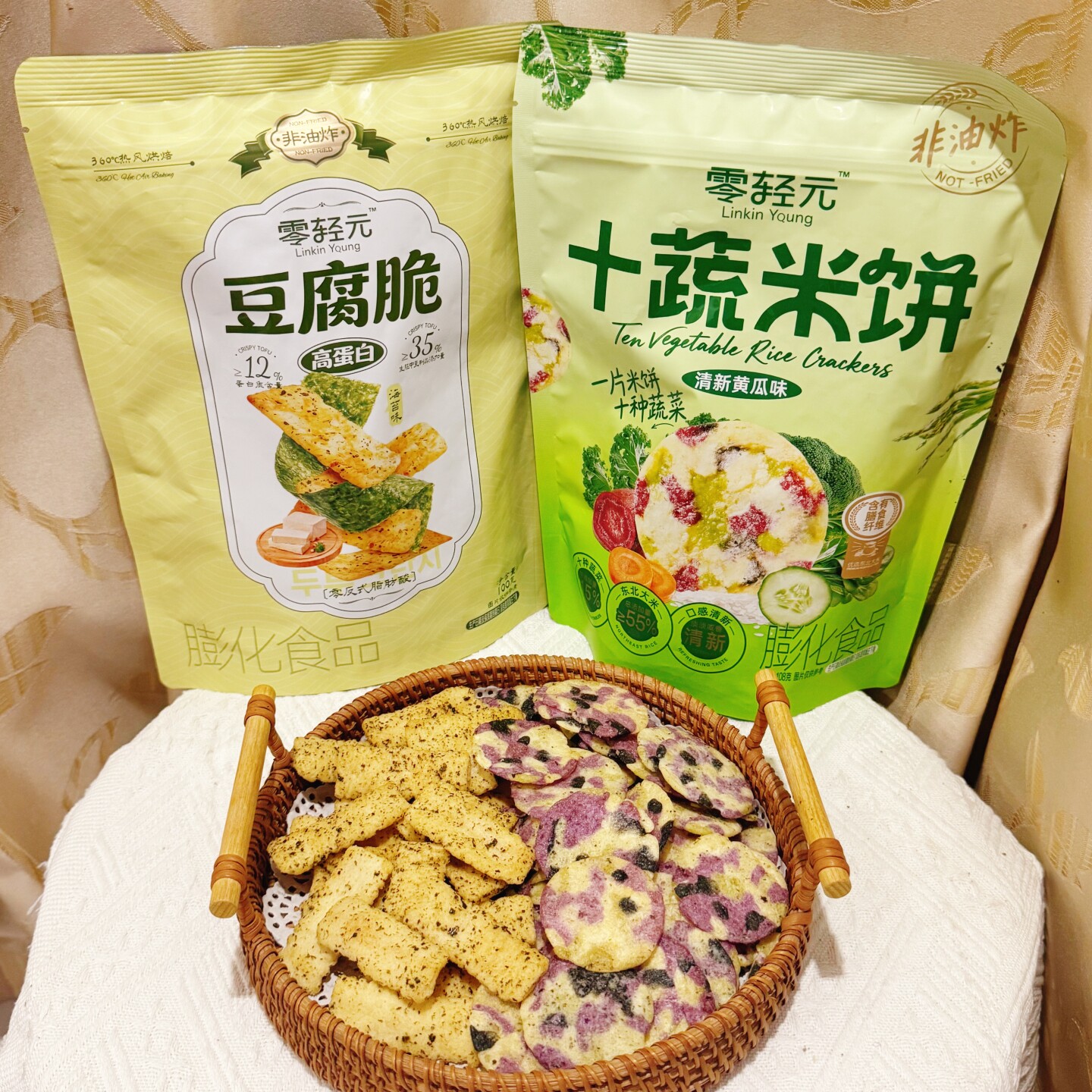 零轻元十蔬米饼黄瓜味豆腐脆海苔味非油炸膨化食品解馋追剧零食