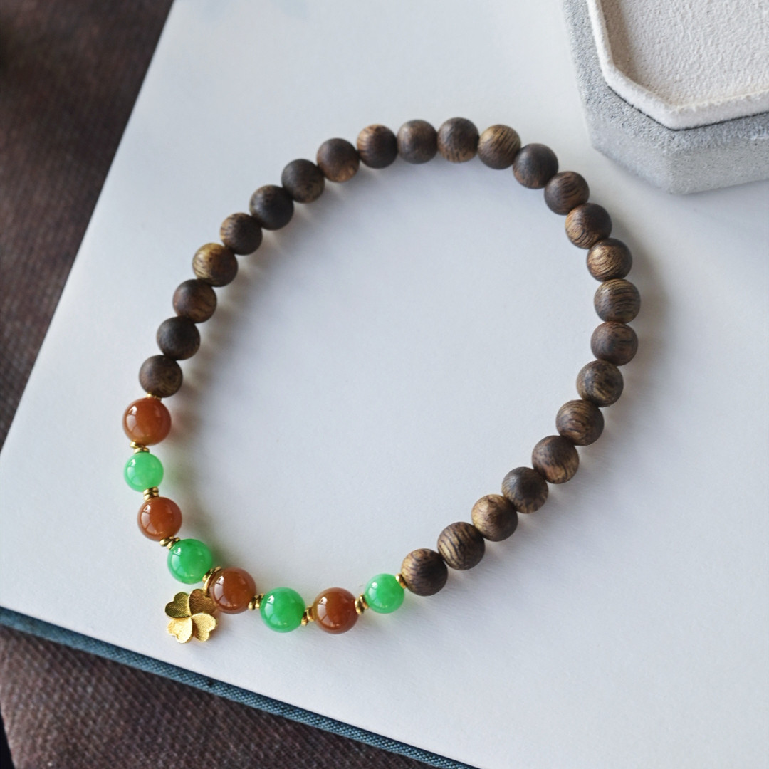 一斤钻戒 一物一图 天然缅甸A货翡翠搭配天然沉香手串 18K金配饰,珠宝/钻石/翡翠,手链/手串,淘宝优惠券,粉丝福利购,淘宝优惠卷