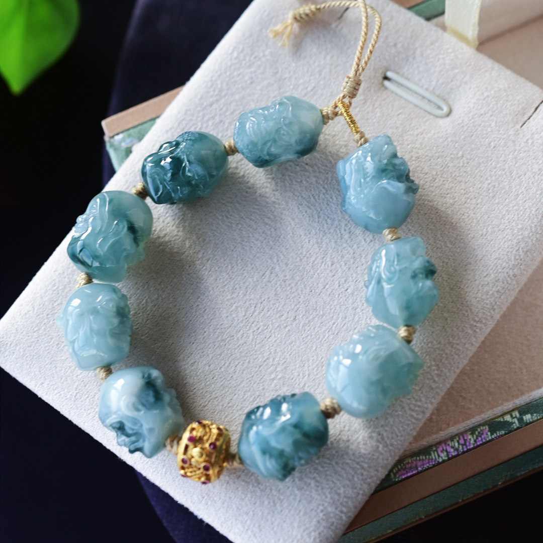 一斤钻戒 天然缅甸A货翡翠手串 十八罗汉翡翠手串 18k金