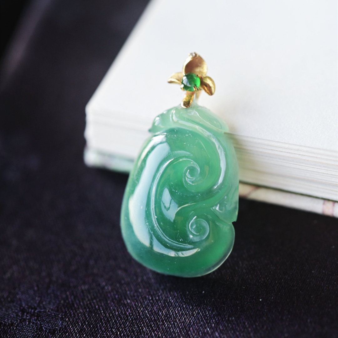 一斤钻戒天然缅甸A货翡翠18K金