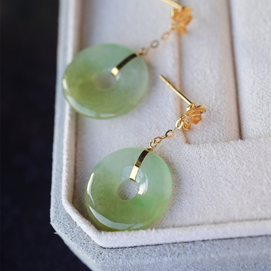 一斤钻戒天然缅甸A货翡翠18K金