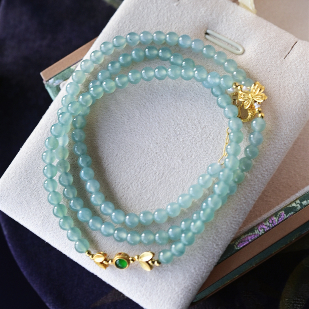 一斤钻戒 天然缅甸A货翡翠手链项链 毛衣链 18k金