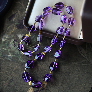 一斤钻戒 天然紫水晶手链项链 晶体通透 18K金爆闪金珠 高贵浪漫