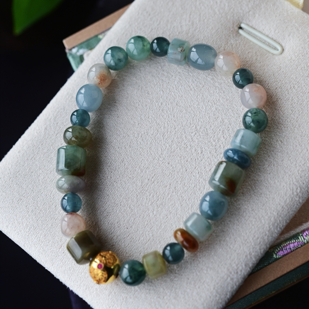 一斤钻戒天然缅甸A货翡翠18K金