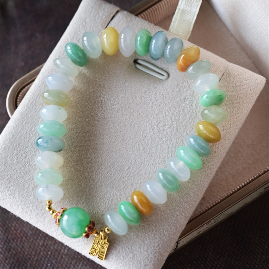 一斤钻戒 一物一图 天然缅甸A货翡翠手串 18K金 胖嘟嘟的多宝算牌,珠宝/钻石/翡翠,手链/手串,淘宝优惠券,粉丝福利购,淘宝优惠卷