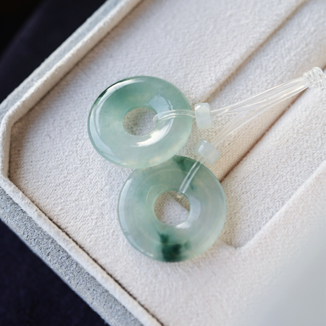 一斤钻戒 天然缅甸A货翡翠耳环 手链 吊坠 可镶嵌料子 平安扣