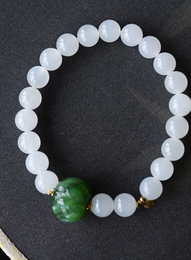 一斤钻戒天然和田白玉18K金