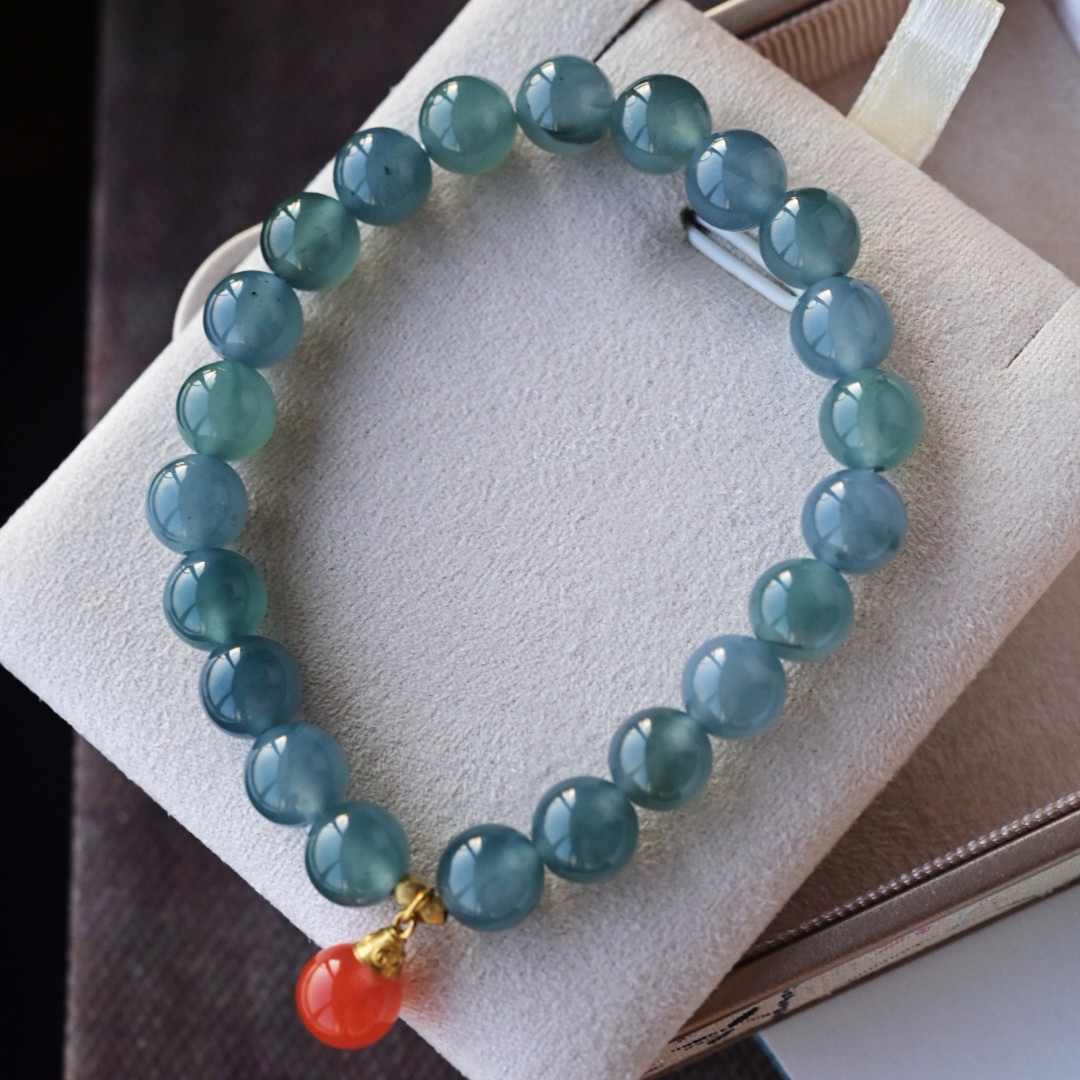 一斤钻戒 一物一图 天然A货翡翠手串 蓝水＋南红搭配款 18K金配饰,珠宝/钻石/翡翠,手链/手串,淘宝优惠券,粉丝福利购,淘宝优惠卷