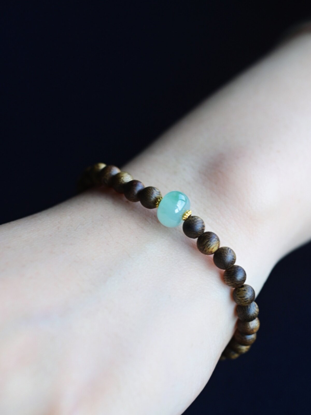 1파운드 다이아몬드 반지 100% 천연 침향 팔찌 풍부한 오일 경옥 옥 비즈 장식 18K 골드