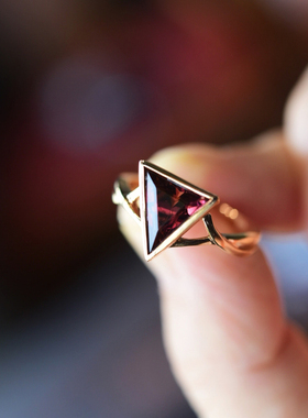 一斤钻戒 bai分百天然原矿碧玺戒指多切面工艺18k厚金 港码圈口14