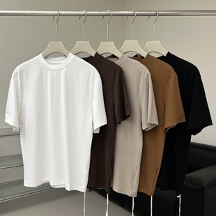 秋冬打底高阶松弛短袖 定织精梳棉重工铜氨丝面料亲肤丝滑纯色男T