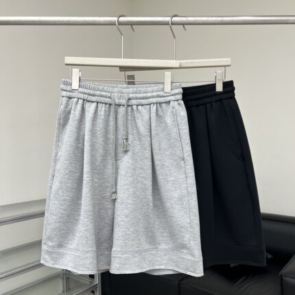 简约纯色松紧抽绳运动卫裤短裤男潮牌休闲时尚百搭弹力宽松五分裤