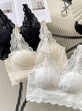 12338#四季新款法式蕾丝内衣女聚拢收副乳性感内搭防走光吊带美背