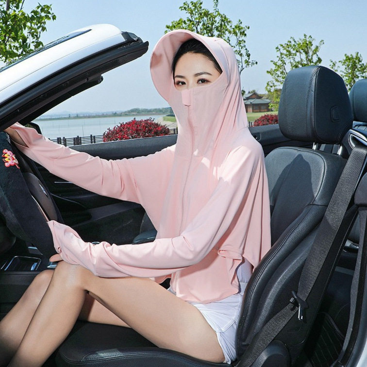 黑胶斗篷防晒衣女夏季冰丝披肩大帽檐防晒外套透气瑜伽兔子防晒服