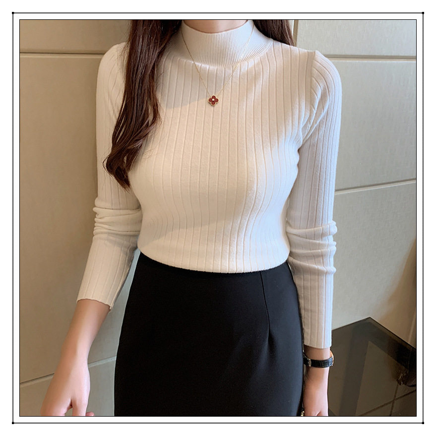 新款西装打底衫毛衣女式针织衫半高领女内搭洋气长袖上衣外搭修身