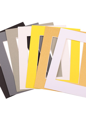 1张起定制 卡纸黄色金相框画框配套照片水彩素描装裱电脑开孔衬纸