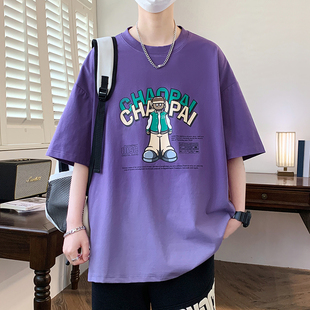 青少年纯棉短袖t恤男孩体恤12-15岁初中学生帅气夏装大童半袖上衣