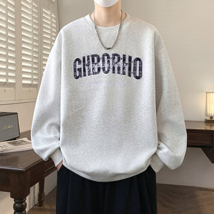 春秋季卫衣男孩初中高中学生长袖t恤青少年帅气大童男装圆领上衣