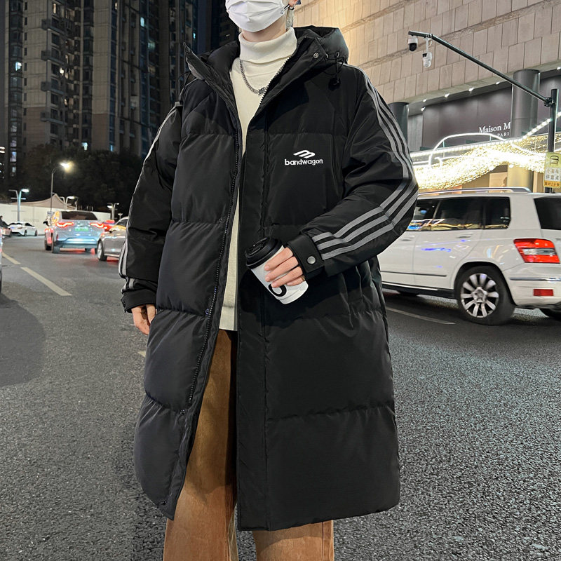 不起球不褪色加厚中长款保暖棉服