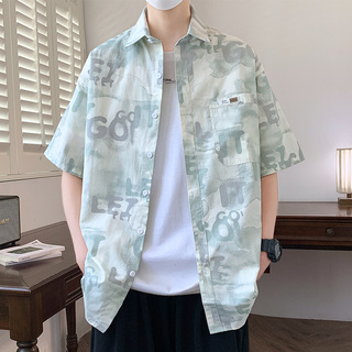 夏季薄款短袖衬衫男生青少年12初高中学生半袖透气大童夏装15岁潮
