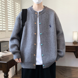 秋冬季新款开衫针织外套男生青少年大学生休闲加厚毛衣男装士潮牌