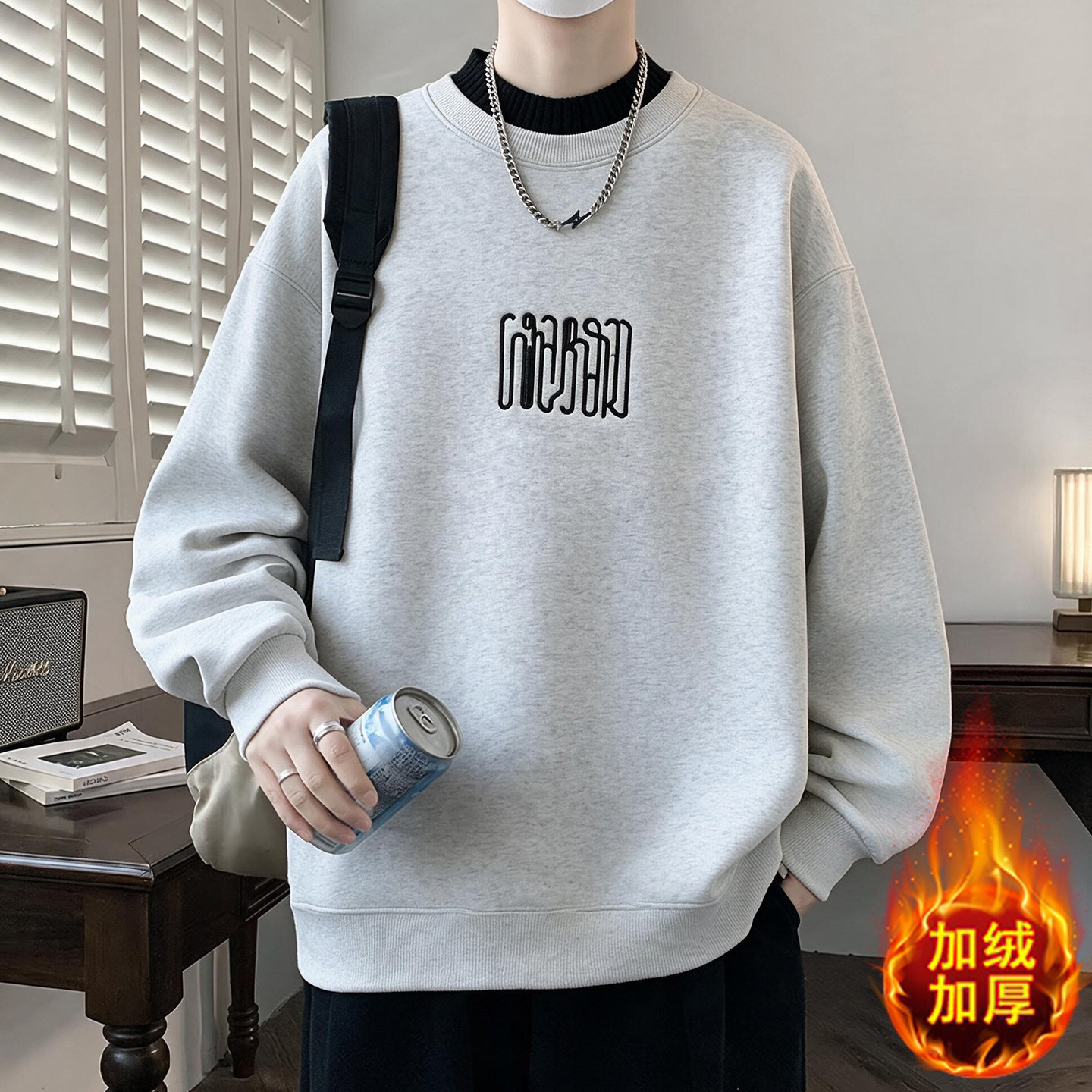 不起球不褪色加绒加厚保暖卫衣潮