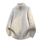 半拉链立领毛衣男孩秋冬季 士 男装 初高中学生青少年新款 针织打底衫