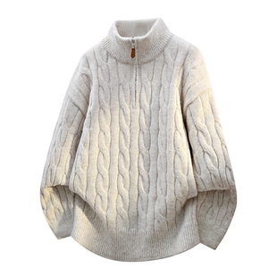 半拉链立领毛衣男孩秋冬季初高中学生青少年新款针织打底衫男装士