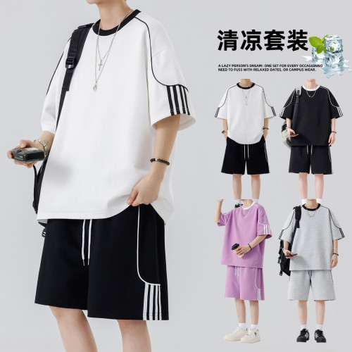 凉感透气青少年夏季短袖T恤套装