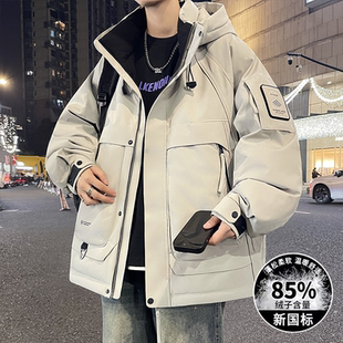 美式冬季新款羽绒服男生潮流连帽加厚保暖休闲宽松工装外套男装士