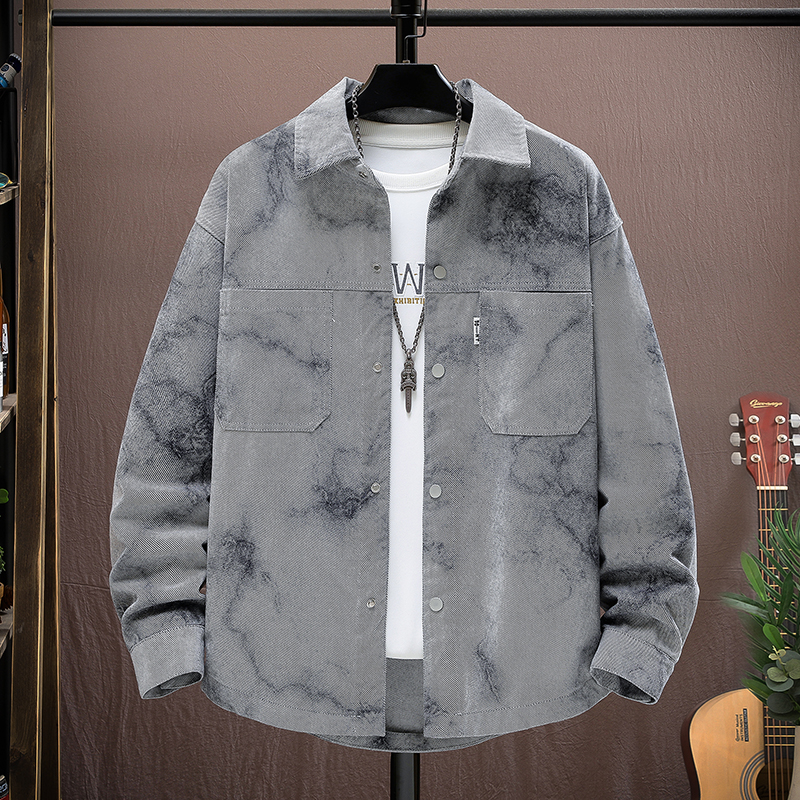 复古牛仔外套男生春秋季新款青少年宽松衬衫式夹克男装上衣服潮流