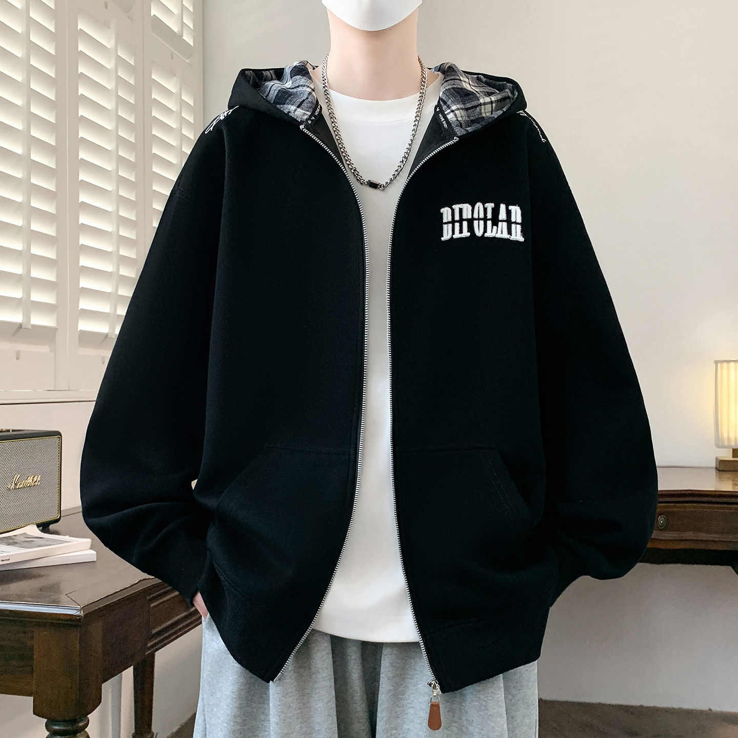 外套男孩春秋季新款初中高中学生开衫卫衣男装青少年帅气大童潮牌