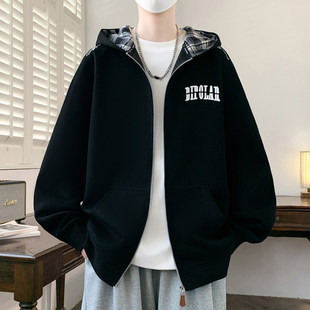 连帽开衫卫衣男孩初中高中学生春秋季新款外套男装青少年大童潮牌
