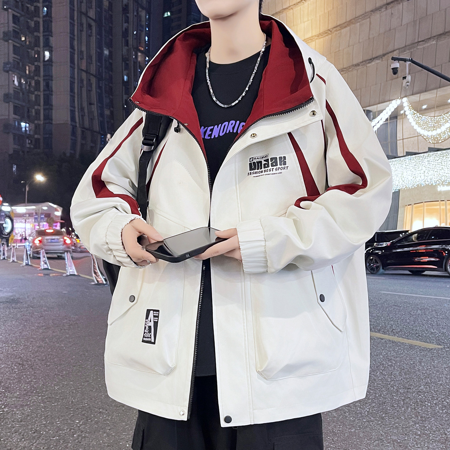 外套男孩秋冬季新款加绒加厚青少年宽松夹克保暖冲锋衣服男装潮牌