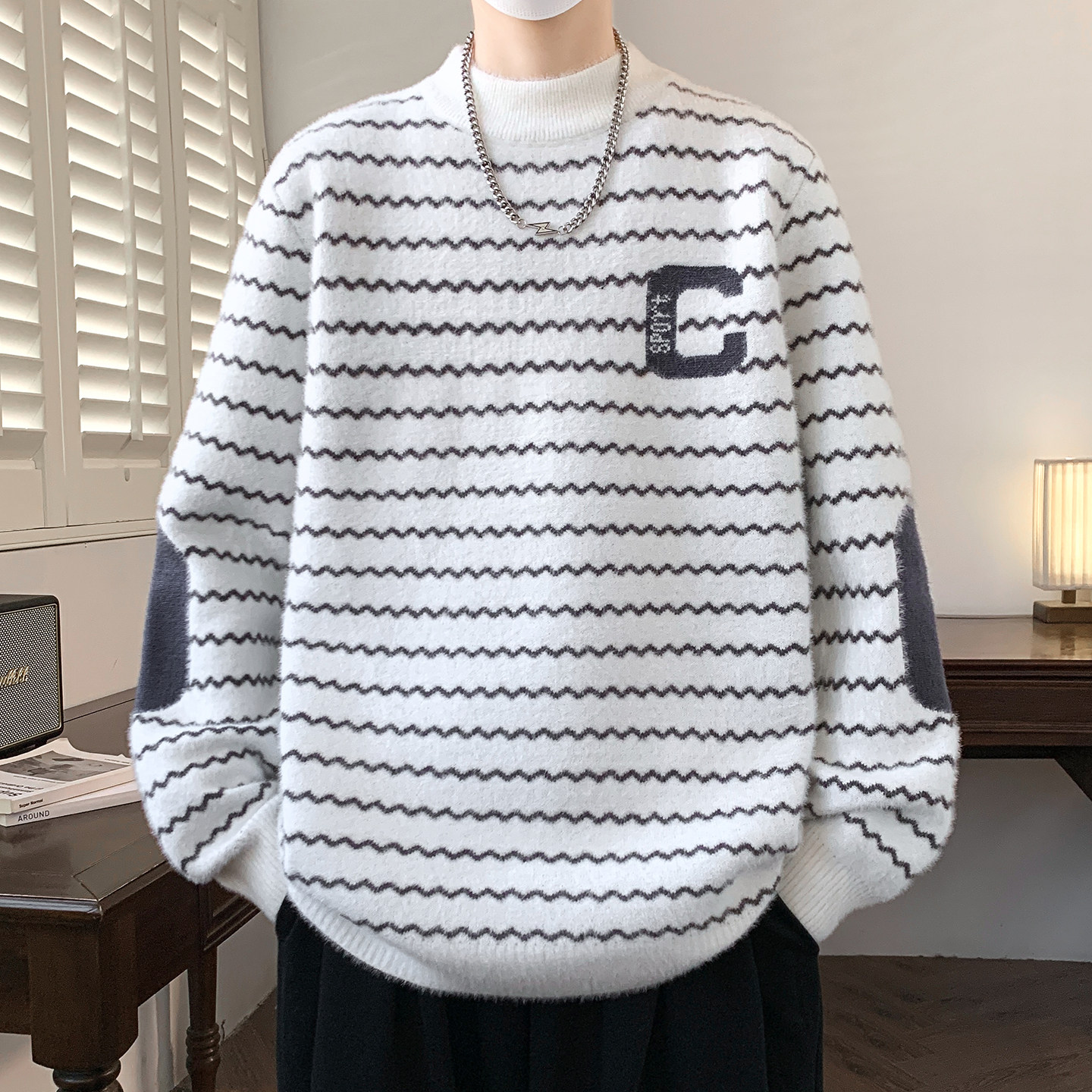 半高领毛衣男孩秋冬季新款中学生青少年加厚保暖针织打底衫男装士