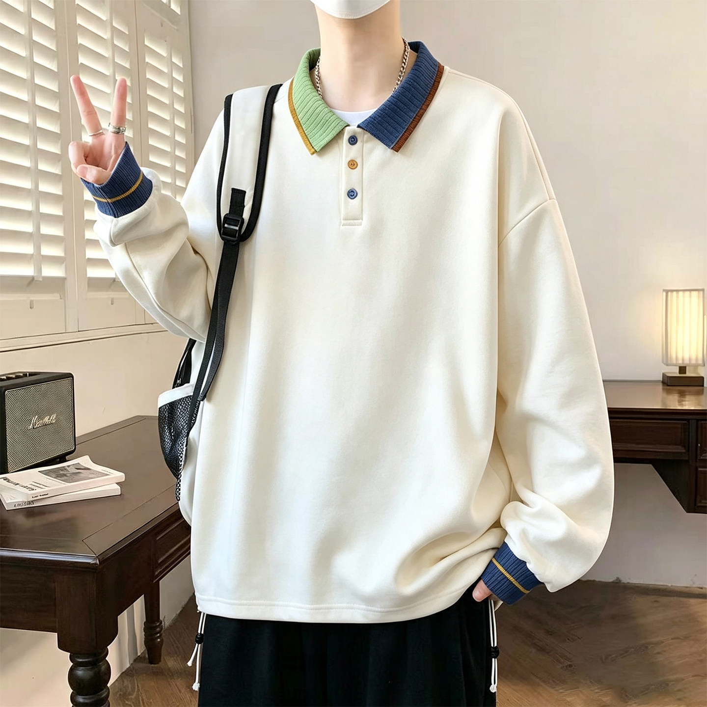 不起球不褪色卫衣宽松帅气男生潮图片