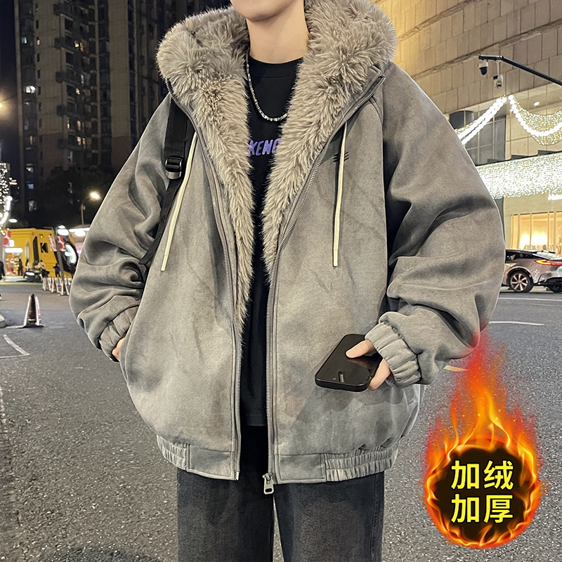 美式冬季新款棉衣外套男生青少年加绒加厚保暖棉服男装士派克服潮