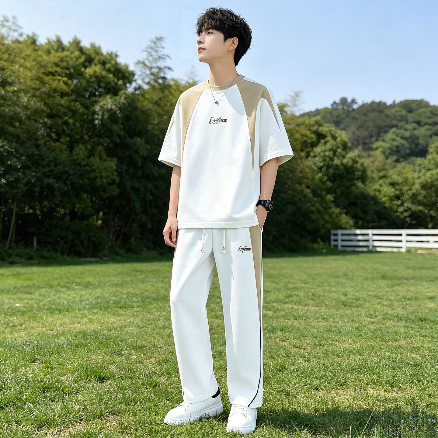 凉感透气青少年夏季短袖T恤套装