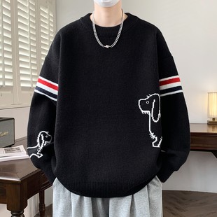 毛衣男孩秋冬季新款大童线衣初中学生青少年加厚针织打底衫男装潮