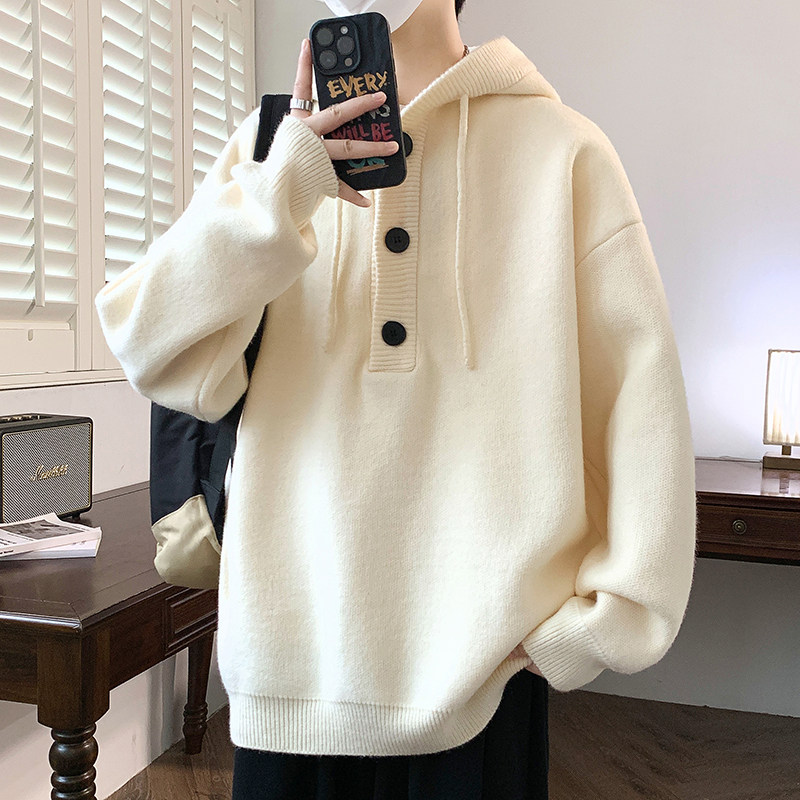 连帽毛衣男生青少年秋冬季新款初高中学生大童针织打底衫男装潮牌