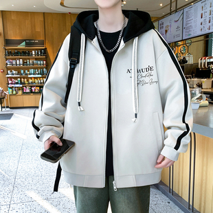 棒球服外套男生青少年春秋季新款学生大童连帽潮牌宽松夹克男装潮