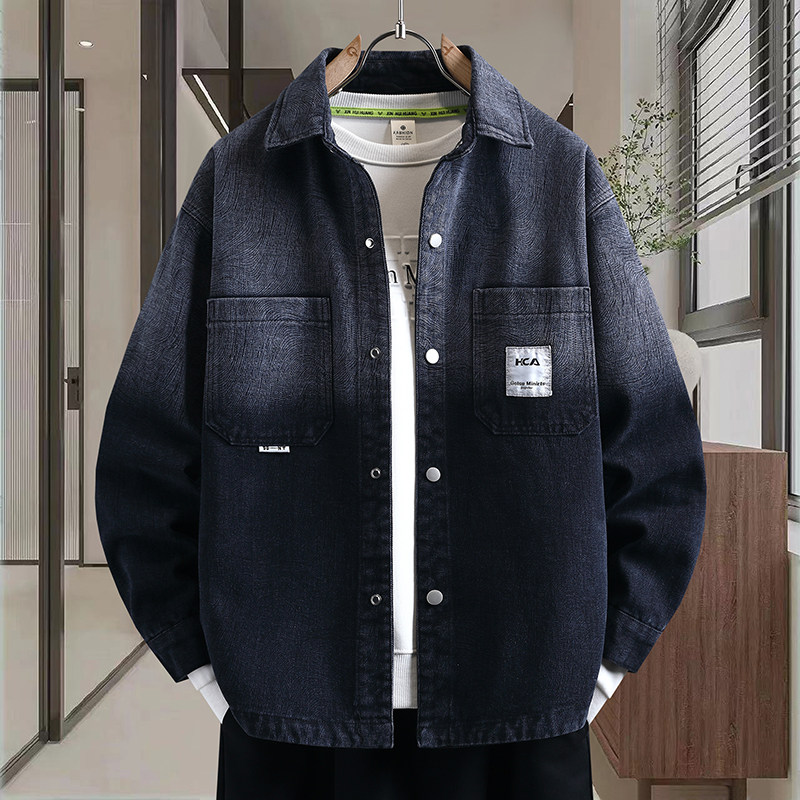 复古牛仔外套男生春秋季新款青少年帅气衬衫大学生夹克男装士潮流