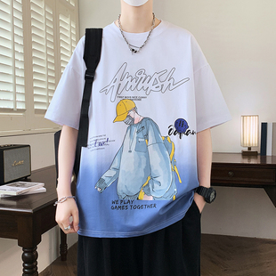 15岁纯棉半袖 夏季 短袖 t恤男13初中学生12 上衣 青少年潮牌大童男装