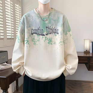 春秋季新款圆领卫衣男孩初中高中学生长袖打底衫青少年上衣服潮流