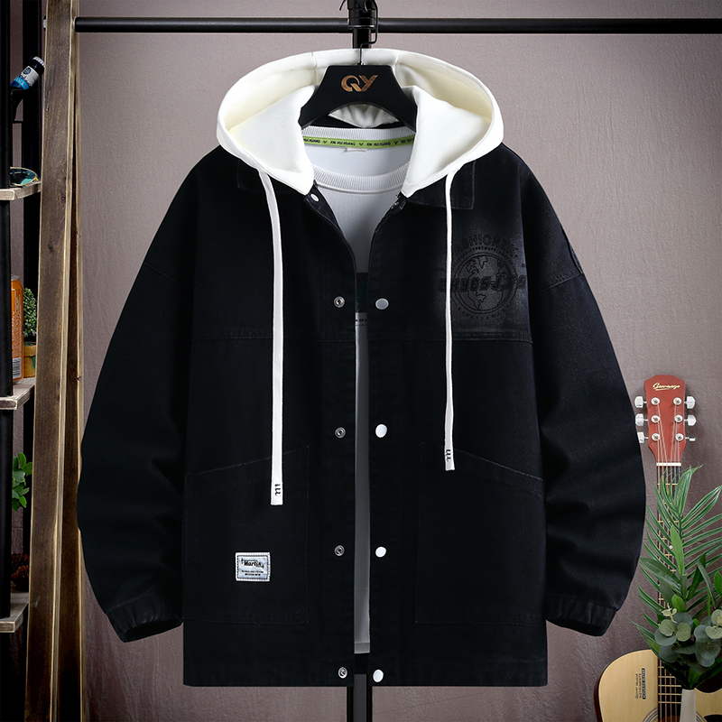 春秋季新款青少年牛仔外套男生大童上衣休闲宽松学生潮夹克男装士