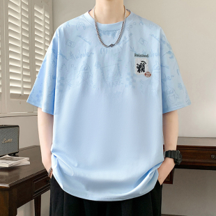 短袖t恤男孩夏季新款帅气初中学生青少年宽松大童半袖上衣服潮流